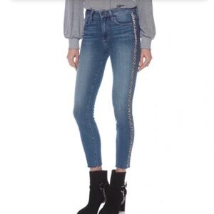 PAIGE Hoxton Crop Verdugo Ankle Side Leopard Stripe Jeans